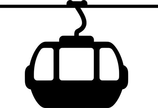 Mountain ski lift gondola symbol perfect for winter resort logo, tourism transport, and travel icon