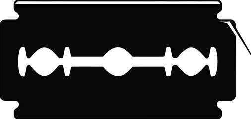 A simple black and white illustration of a double edged safety razor blade