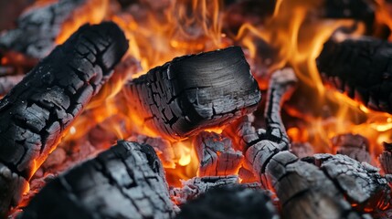 A vibrant campfire with burning logs and glowing embers, perfect for outdoor adventures or serene evenings in nature.