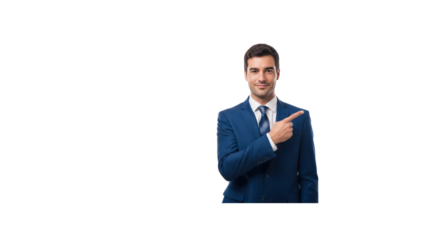 Businessman pointing right