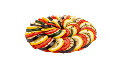 Colorful Ratatouille spiral arrangement dish