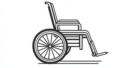 Fototapeta premium Simple line drawing of a wheelchair signifying accessibility for the disabled.
