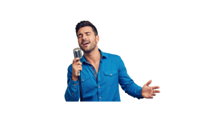 Man singing with microphone