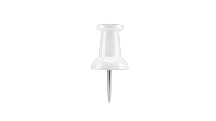 White Push Pin Isolated on White Background