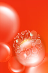 Probiotic and Hyaluronic acid skin solutions ad, red collagen, and vitamin serum drop with cosmetic advertising background ready to use illustration vector.	