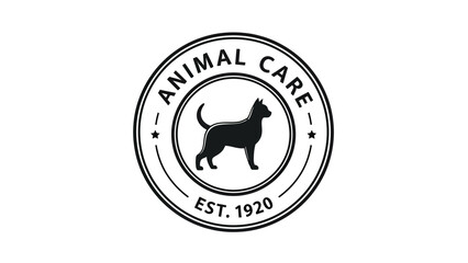 Animal Care Emblem with Dog Silhouette Est 1920.