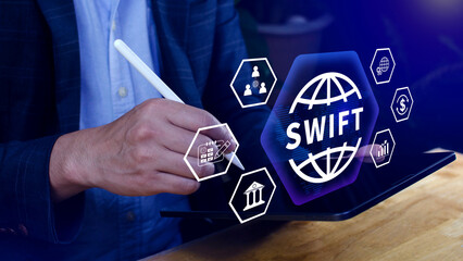 SWIFT. Society for Worldwide Interbank Financial Telecommunications, online payment and financial...