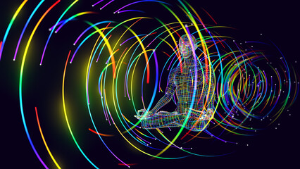 3D illustration torsion field of human energies