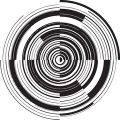 Obraz premium Solid Black Silhouette of Concentric Circles Forming an Abstract Pattern, Minimal Geometric Design on White Background