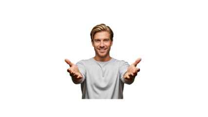 Smiling man with arms outstretched