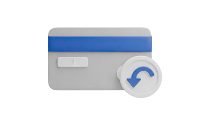 3D Credit Card Icon with Refresh/Undo Symbol