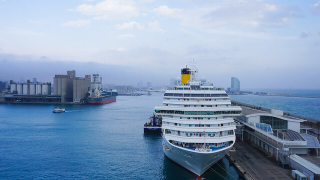 Barcelona, Spain - December 15, 2025: Cruise ship Costa Fortuna in Barcelona, Spain on December 15, 2025