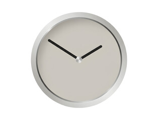Minimal Round Wall Clock with Neutral Face Isolated on White