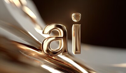 Gleaming golden "ai" lettering rests on flowing, reflective metallic fabric