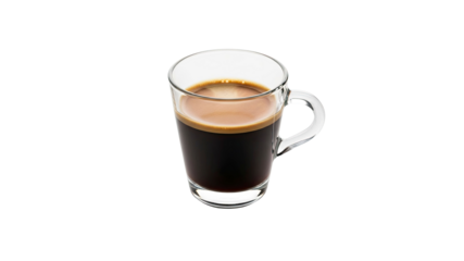 Clear glass cup of espresso