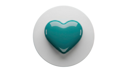 Glossy Teal Heart Icon on White Circle