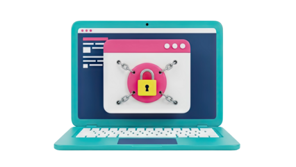 Laptop with Locked Screen and Chains - Digital Security Concept