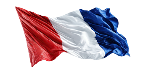 A billowing fabric in vibrant red, white, and blue against a black background