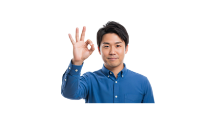 Asian man with ok gesture
