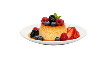 Custard dessert with fresh berries