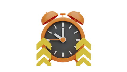 3D Alarm Clock with Upward Arrows - Time Management Concept