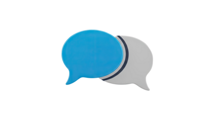 3D Blue and Grey Speech Bubbles on White Background
