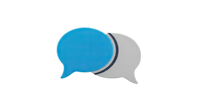 3D Blue and Grey Speech Bubbles on White Background - Powered by Adobe