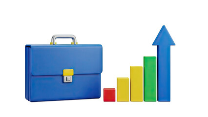Business Growth Concept: Briefcase and Upward Bar Chart