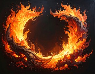 Fiery Ouroboros: A dramatic representation of a serpent eating its own tail