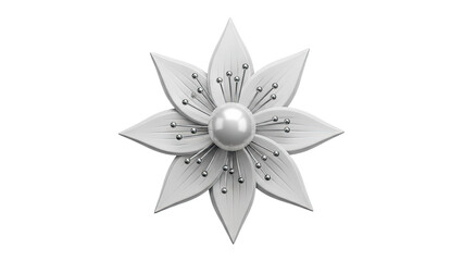 Elegant White Flower with Pearl Center and Silver Details