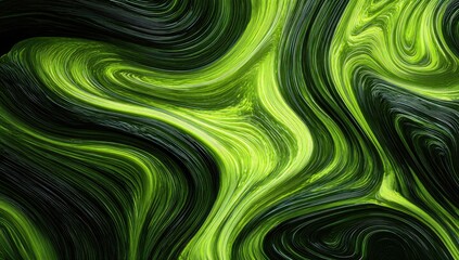 Fototapeta premium Abstract swirling artwork featuring flowing light and dark green hues in a mesmerizing design