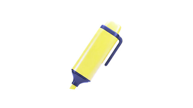Yellow Highlighter Pen Isolated on White Background