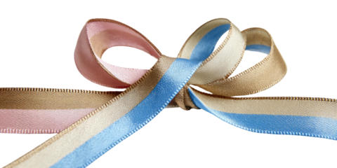 Close-up of a multi-colored ribbon tied in a bow against a dark background, perfect for gifting