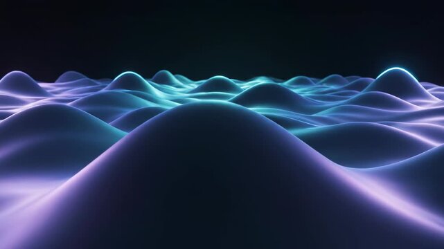 Abstract three dimensional landscape of smooth flowing digital sine waves generating a seamless looping background texture perfect for technology and data concepts screen, smooth, flowing