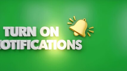 Turn on notifications video tutorial with a golden bell icon on green background