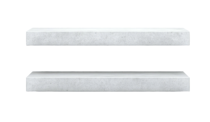 Two, rectangular, light-gray, textured, blocks, suspended in space, against a dark, featureless backdrop