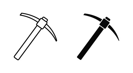 A depiction of two pickaxes one outlined and one solid black presented as a striking silhouette © Bsicon02