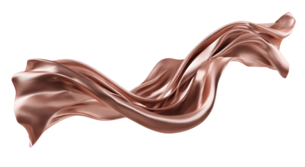 Flowing, copper-colored fabric billowing against a stark, black background. Silky texture