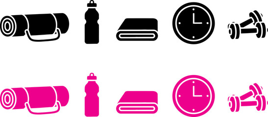 Fitness icons for workout and exercise routine planning
