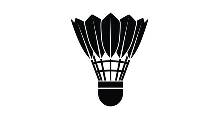 A striking black and white image depicting a badminton shuttlecock in a bold silhouette © Bsicon02