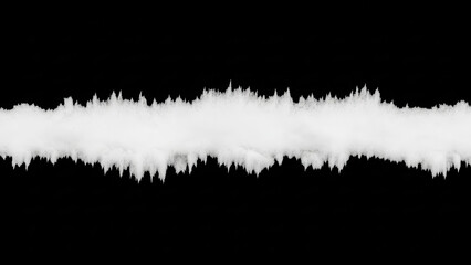 Abstract sound wave illustration with white peaks and valleys on a black background, representing audio frequencies and visualizing sound dynamics in a modern design concept