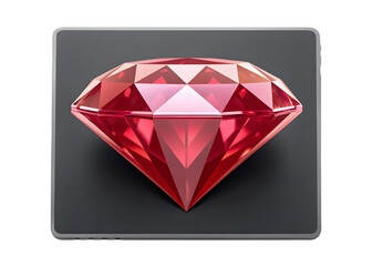 Ruby diamond gem icon illustration symbolizing wealth, luxury, and precious value on a transparent background