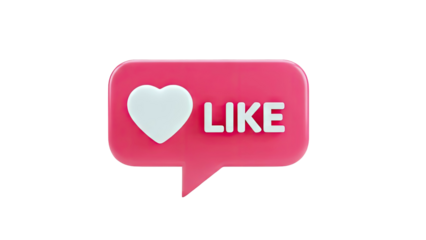 3D Like Icon with Heart and Text on White Background