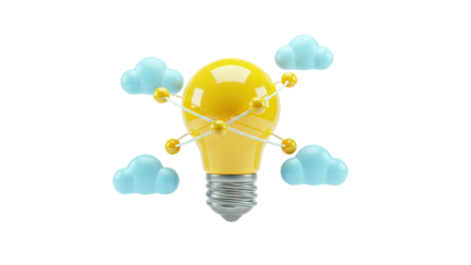 Cloud Computing Idea: Lightbulb Connected to Clouds