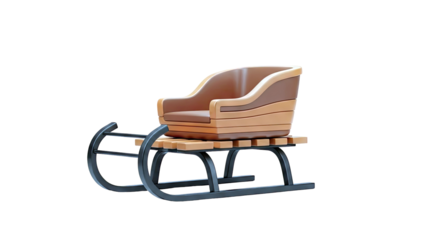 Wooden Sleigh on White Background