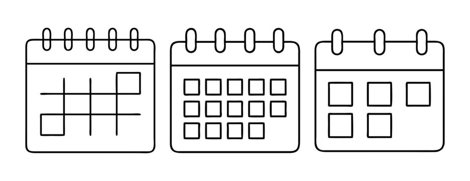 Outline calendar icons set for time management and event planning app - Powered by Adobe