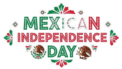Mexican Independence Day Decorative Banner with National Symbols