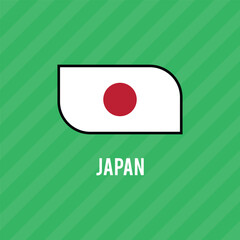 Japan flag, official national symbol in world globe map, vector illustration.
