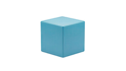 Fototapeta premium Minimalist Blue Cube Object on White Background