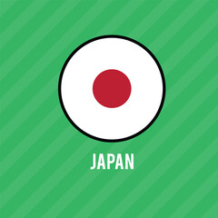 Japan flag, official national symbol in world globe map, vector illustration.